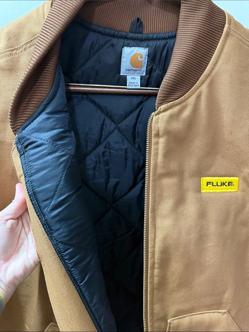Carhartt Brown Durable Insulated Duck Vest with Fluke Patch